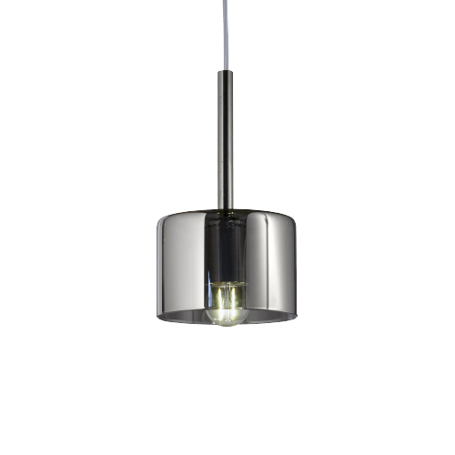 Colgante de vidrio fumé 1luz E27 gris con 25cm de alto y 14cm de diámetro